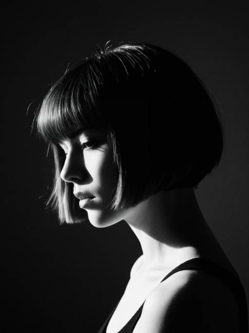 Dramatic Portrait of Woman with Bob Haircut