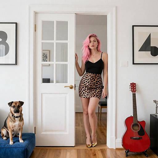 Stylish Woman in Eclectic Room Setting