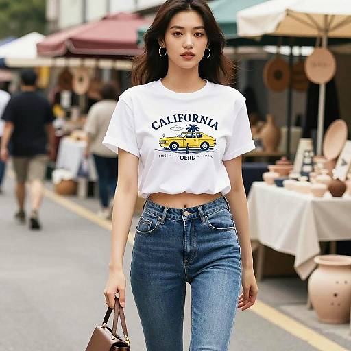 Casual Street Style Woman in Market