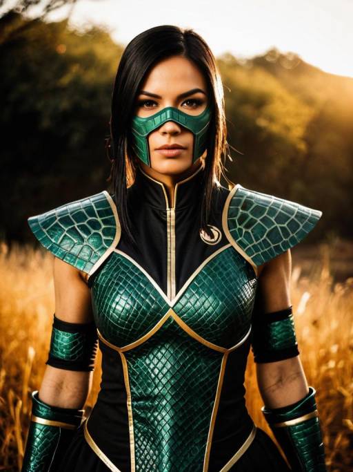 Woman Cosplaying as Reptile from Mortal Kombat