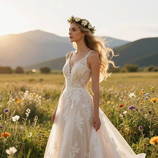 Ethereal Bridal Portrait in Meadow