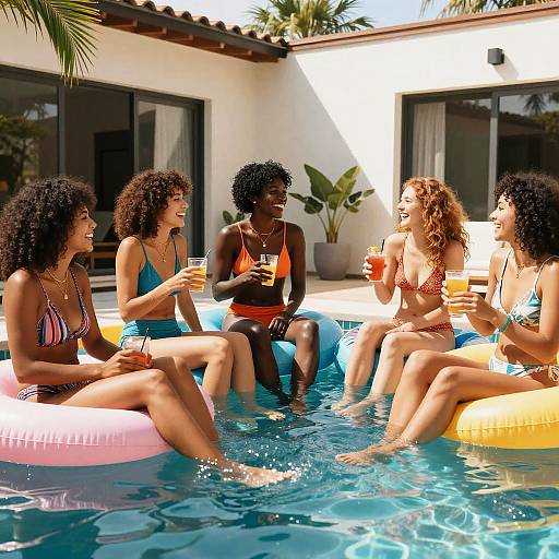 Vibrant Interracial Modern Pool Party