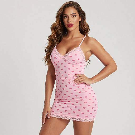 Confident Woman in Pink Heart Dress