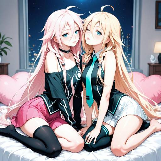 Vocaloid Duo with Colorful Hair and Style