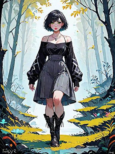 Dark Fantasy Woman in Forest