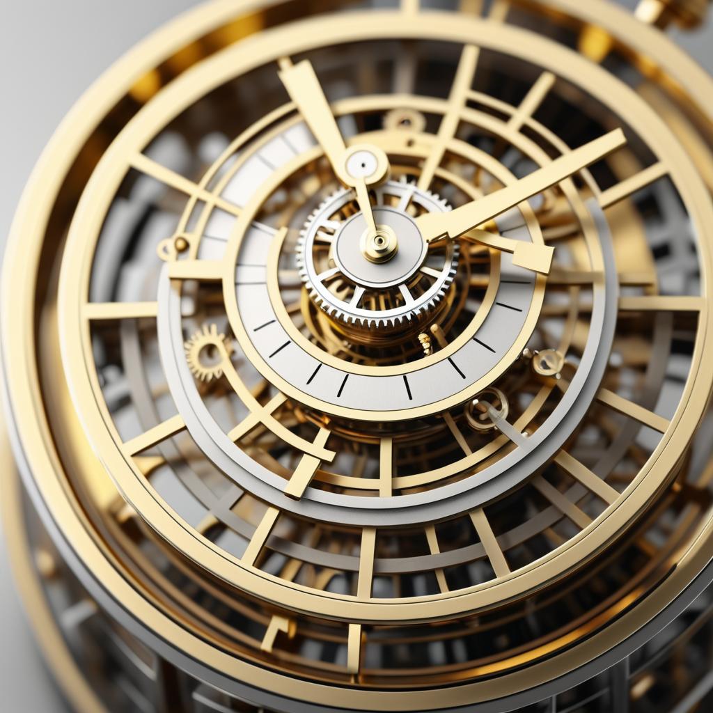 Intricate Brass Mechanical Clock Macro Shot