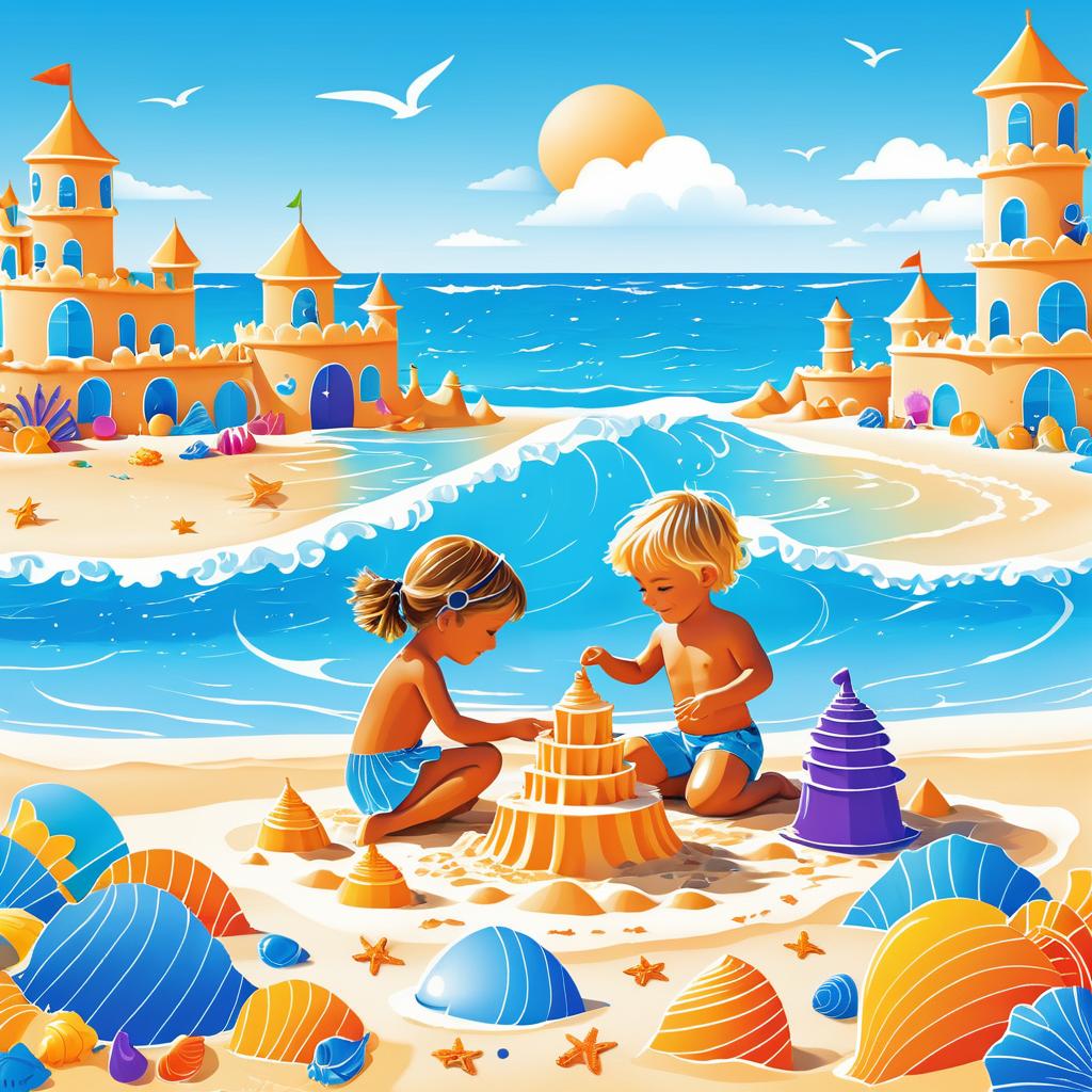 Joyful Beach Day with Sandcastle Fun