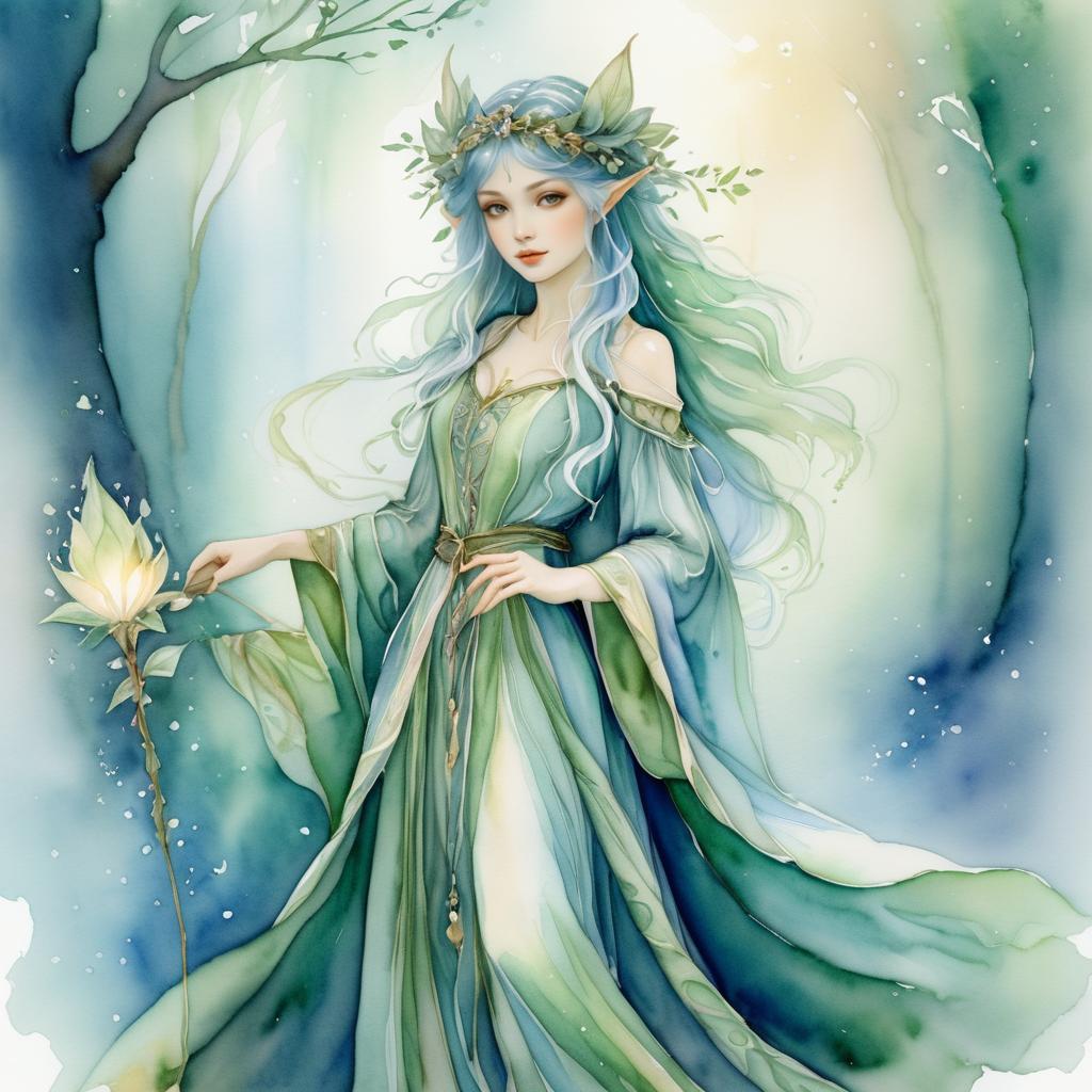 Whimsical Elf Girl in Enchanted Robes