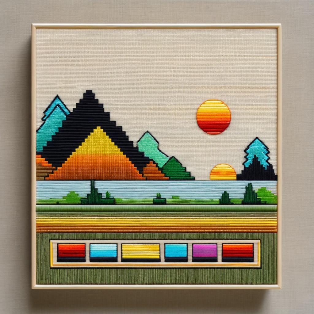 Retro 8-Bit Gaming Icon Embroidery Art