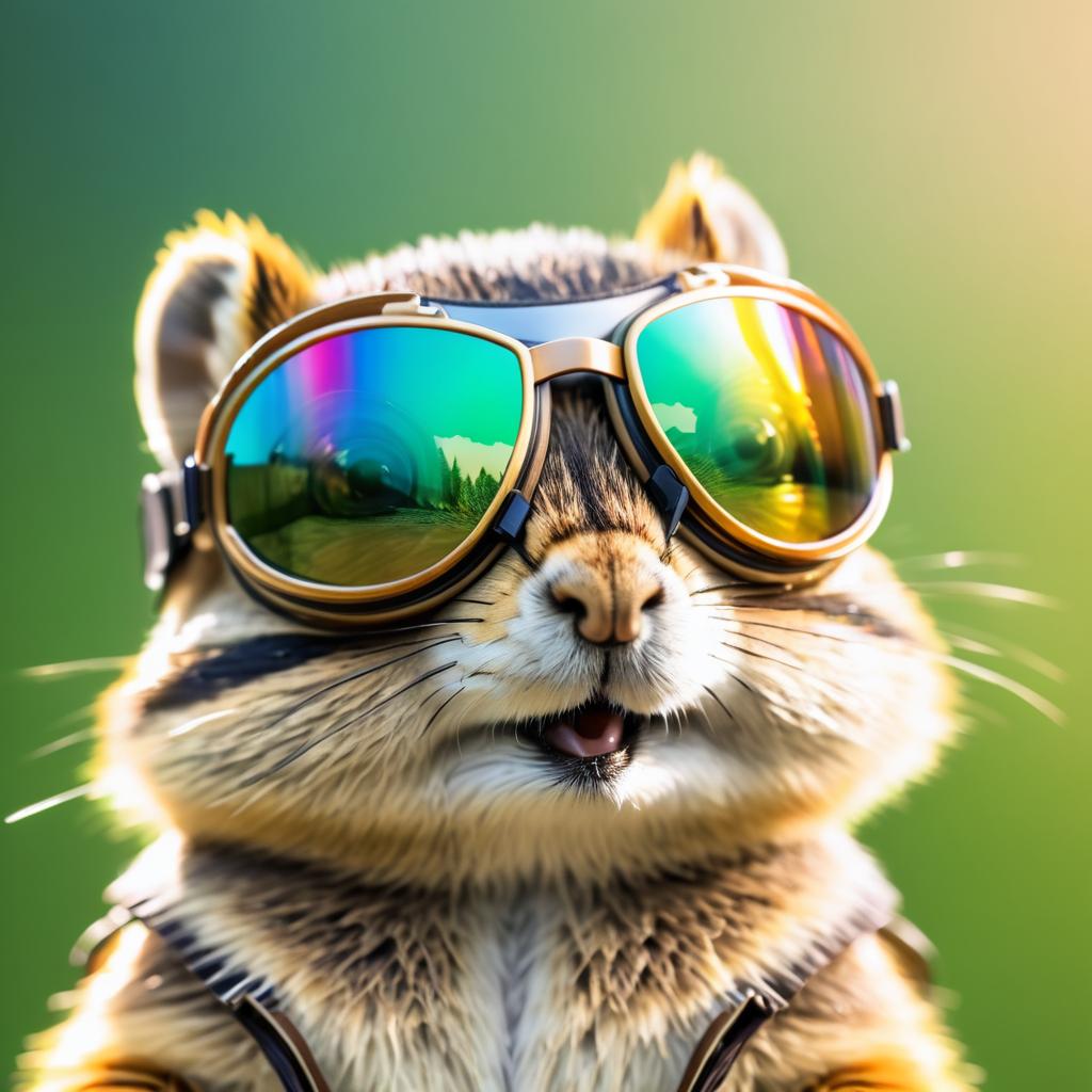 Chipmunk in Aviator Goggles Macro Shot