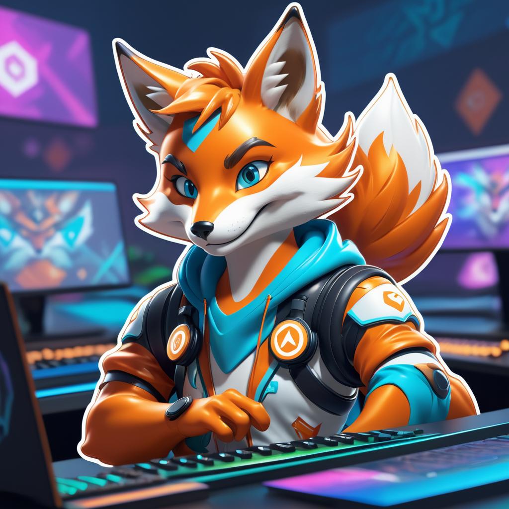 Friendly Fox Gamer Sticker Design