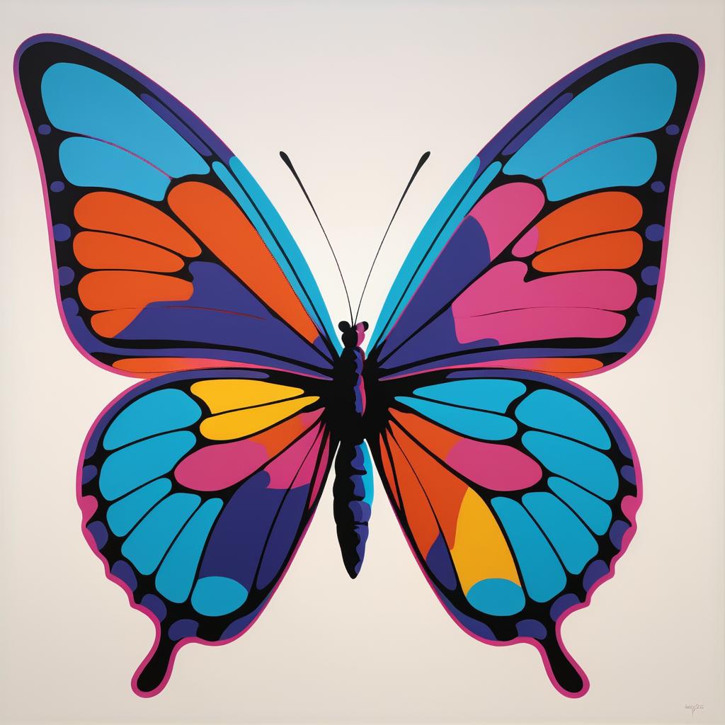 Vibrant Butterfly Art Inspired by Warhol