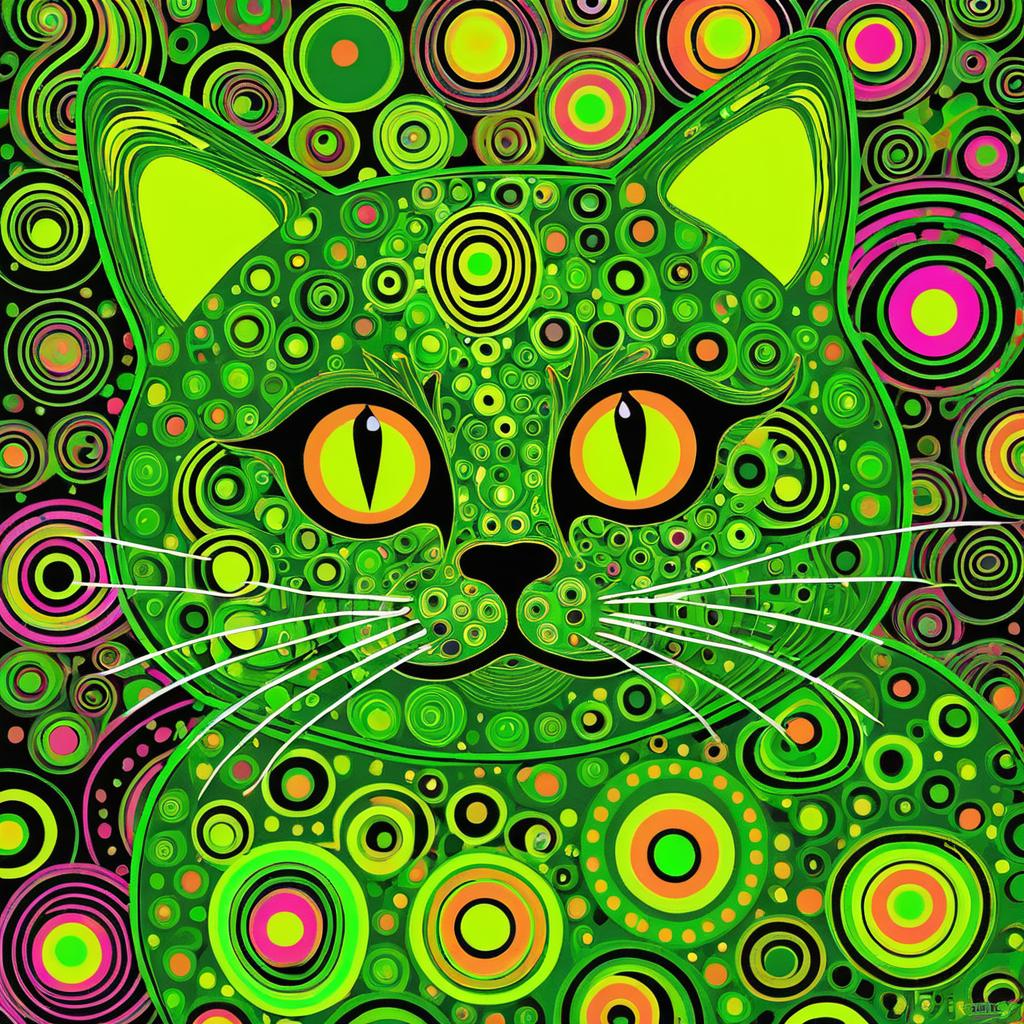 Cat Inspired by Kusama and Klimt