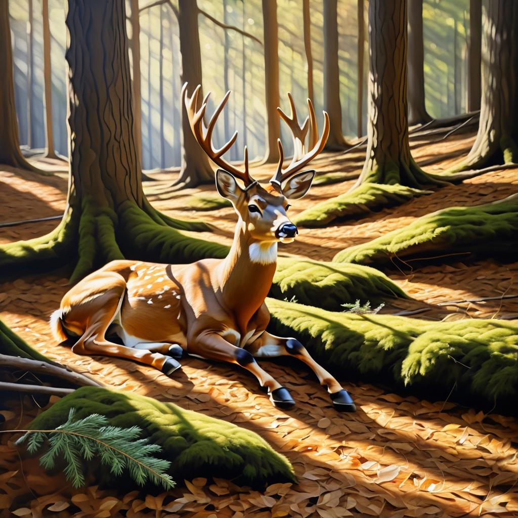 Photorealistic Painting of Resting Deer