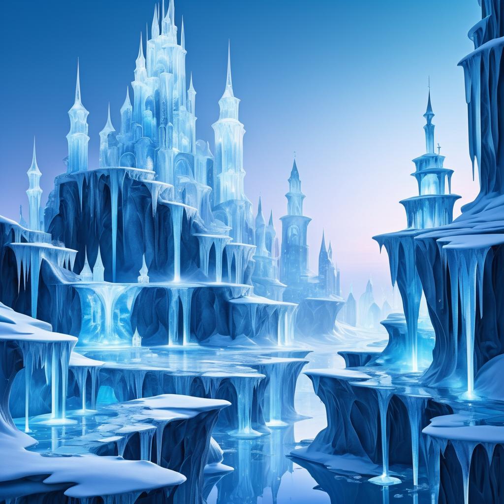 Dreamlike City of Ice at Twilight