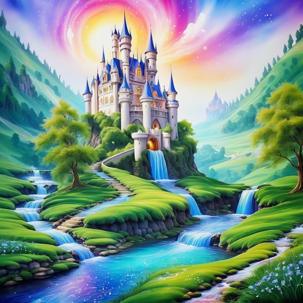 Whimsical Castle by a Bubbling Brook