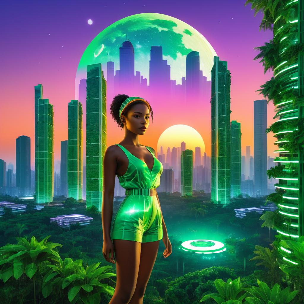 Futuristic Cityscape with Lush Nature