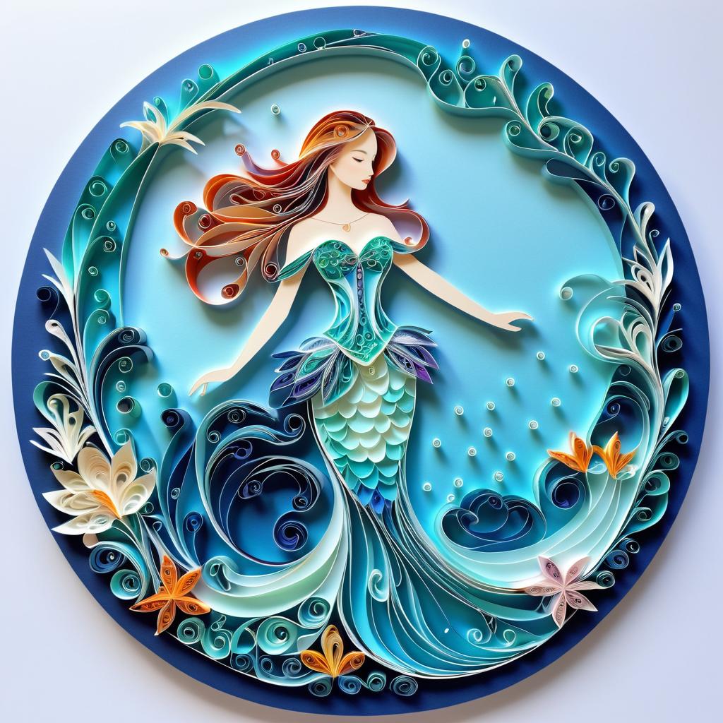 Whimsical Mermaid Paper Quilling Art