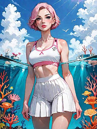 Sporty Chic Girl in Coral Pink Outfit