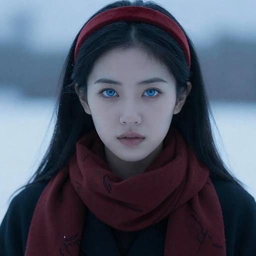 Ethereal Blue‑Eyed Woman with Red Headband