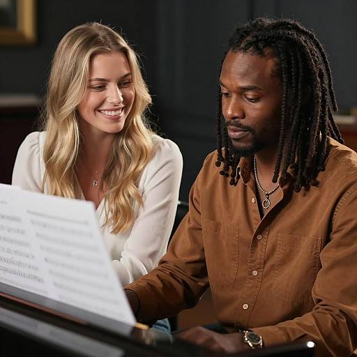 Duo at the Piano: A Joyful Moment