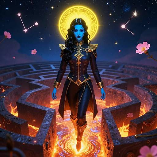 Surreal Neon Zenis in Floating Labyrinth