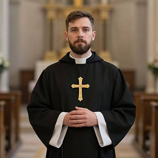 Male Vicar in Robe with Cross