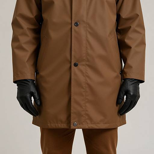 Man in Brown Raincoat and Gloves