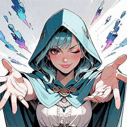 Seductive Hooded Anime Girl Beckoning