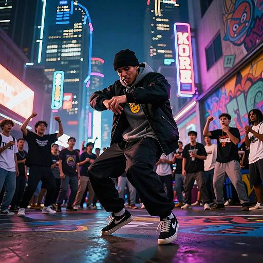 Cyberpunk Rap Battle on Neon Street