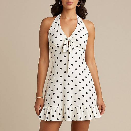 Elegant Retro Polka Dot Halter Dress