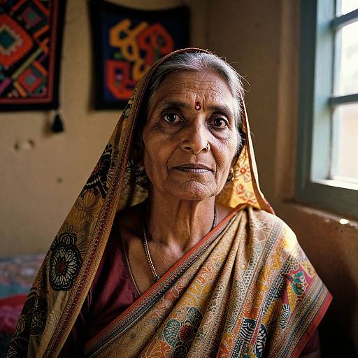 Photorealistic Portrait of Elderly South Asian Woman