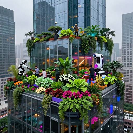 Cyberpunk Urban Rooftop Glasshouses