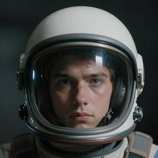 Determined Young Astronaut in Helmet