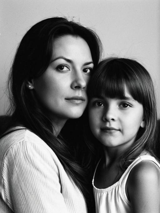 Mother and Daughter Black and White Portrait