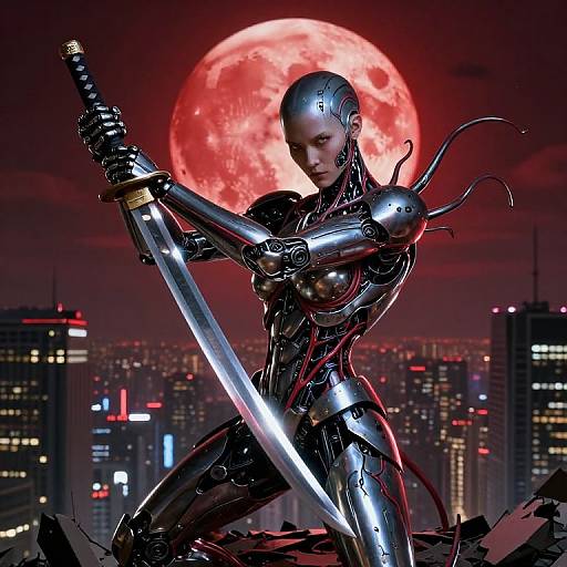 Hyper-Realistic Cyborg Warrior Portrait