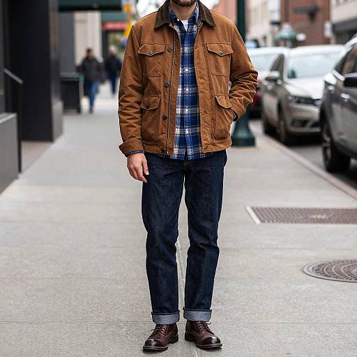 Stylish Rugged Man on City Sidewalk