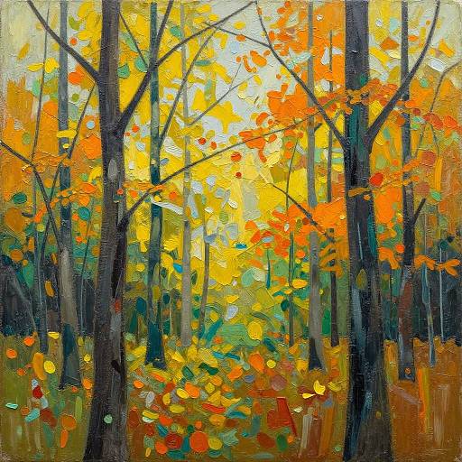 Abstract Autumn Forest Painting
