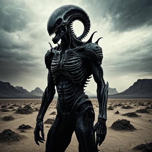 Intricate Reptilian Alien in Desert