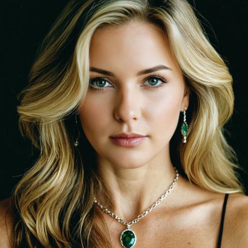 Blonde Woman Wearing Green Gemstone Jewelry