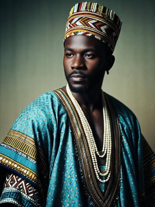Regal Man in African Cultural Outfit