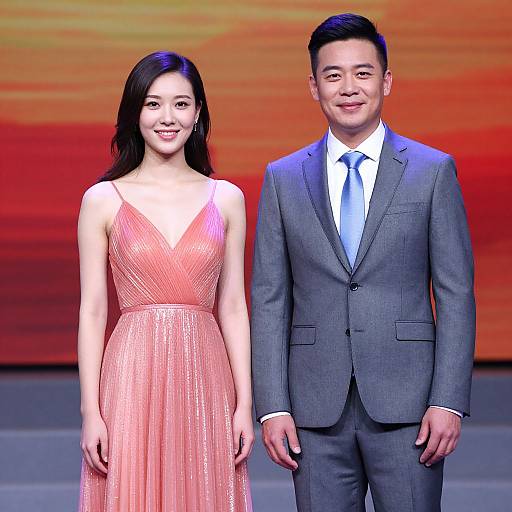 Confident Duo on Vibrant Stage