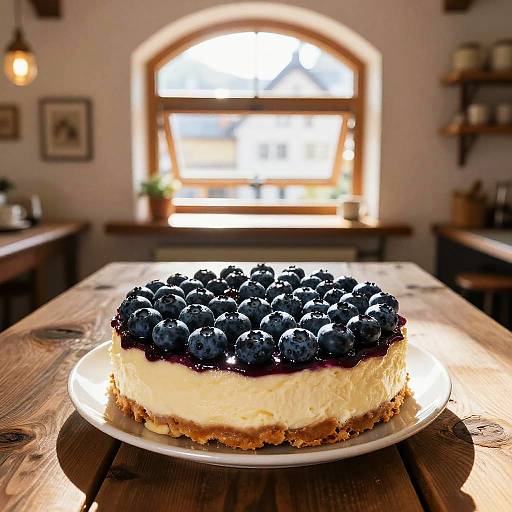 Rustic Blueberry Cheesecake in Sunlight