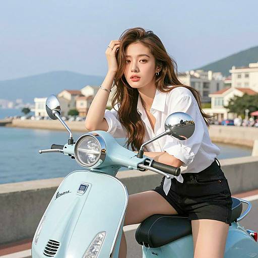 Summer Vibes: Woman with Vespa Scooter