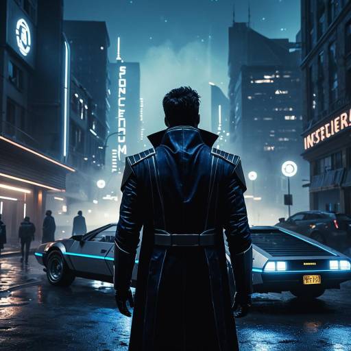 Cyberpunk Hero by Futuristic DeLorean in Misty City