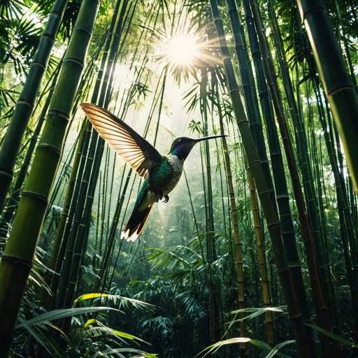 Giant Hummingbird in Bamboo Forest Giant Hummingbird in Bamboo Forest