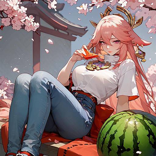 Yae Miko in Cherry Blossom Dreams