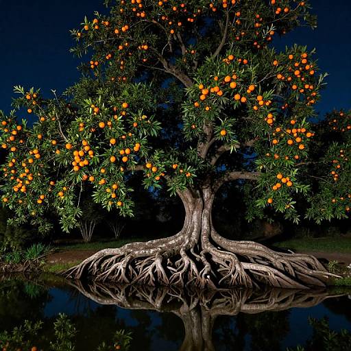 Ancient Tree with Vibrant Fruits