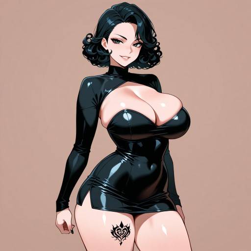Confident Curvy Woman in Black Dress Confident Curvy Woman in Black Dress