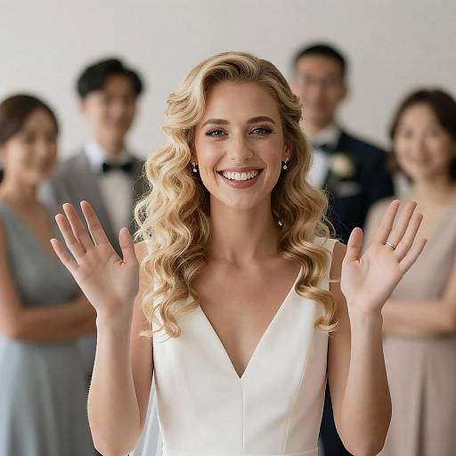 Joyful Blonde Bride in Soft Light